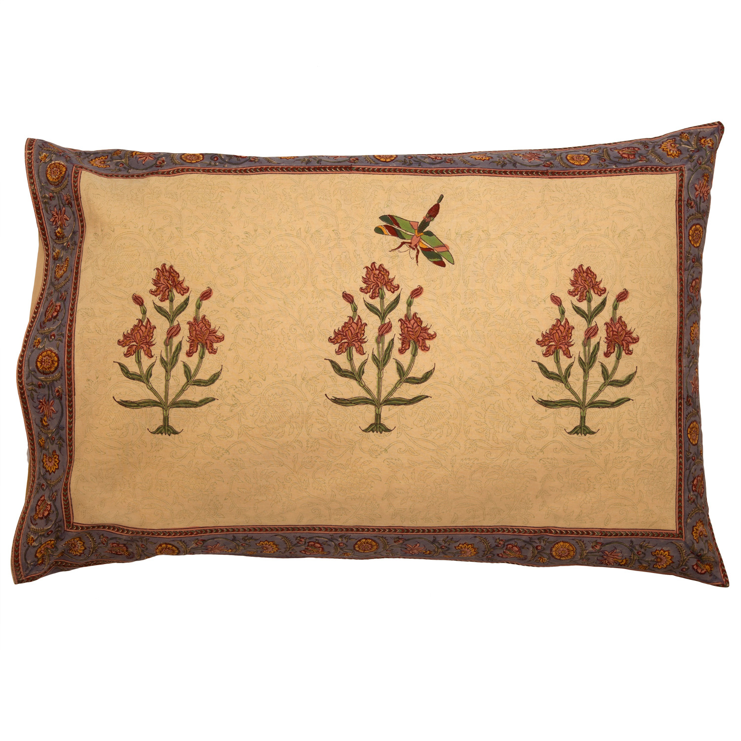 Dragonfly Reversible Pillow Case - Mustard Yellow